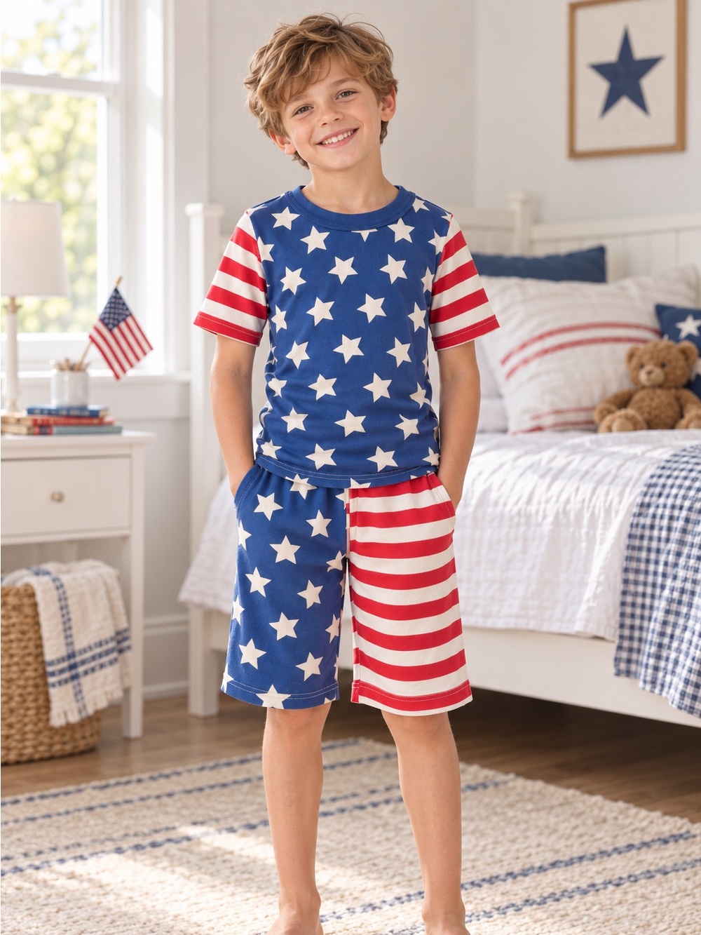 Hanna Andersson Stars & Stripes Organic Cotton Pajama Set Size 8